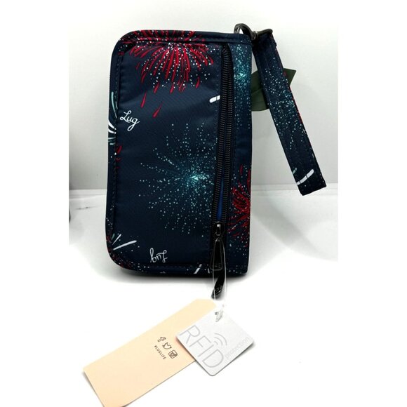 Lug RFID Wallet Fireworks Print With Wristlet Strap - Midnight - Picture 8 of 9